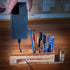 Wooden Phone Stand & Desk Pen Holder | HoffengWell Docking Station Organizer | Desktop Solid Wood Cup Pencil Storage | Office Cell Charging Organization Caddy