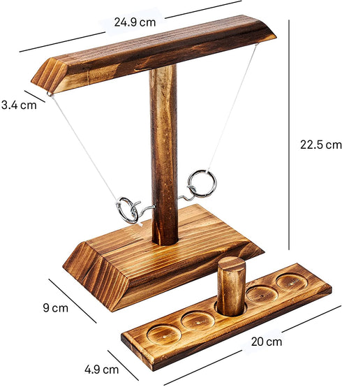 Ring Toss Game, Ring Toss with Shot Ladder, Fun Hook and Ring Game, Handmade Wooden Interactive Game for Home and Party