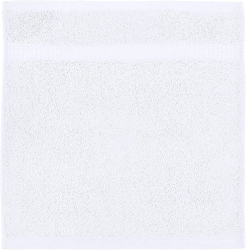 24-Pack White Washcloths - 100% Ringspun Cotton Face Cloths with Double Stitched Side Hem - Multi-Purpose Wash Rags, Bathroom Towel, Kitchen Towel, and Gym Towel - Machine Washable