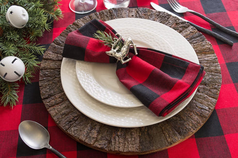 DII Buffalo Check Collection, Classic Farmhouse Tablecloth, Tablecloth, 60x84, Red & Black