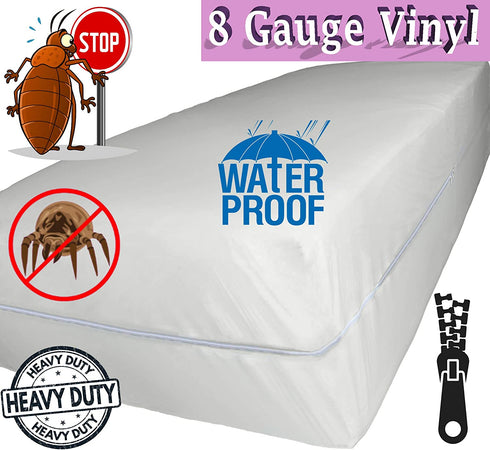 Superior Extra Heavy 8 Gauge Vinyl Mattress Protector Zippered Encasement Cover 100% Waterproof Twin