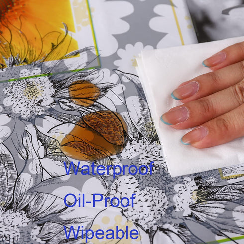 Heavy Duty Vinyl Tablecloth with Flannel Backing Waterproof Oil-Proof PVC Table Cloth Stain-Resistant Wipeable Rectangle or Square Table Cover