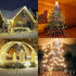 Christmas Decorations Outdoor Star String Lights,349 LED 8 Modes with 14" Topper Star Christmas Tree Lights,Star Waterfall Lights for Outside Tree Yard Wedding Home Party,Cool White