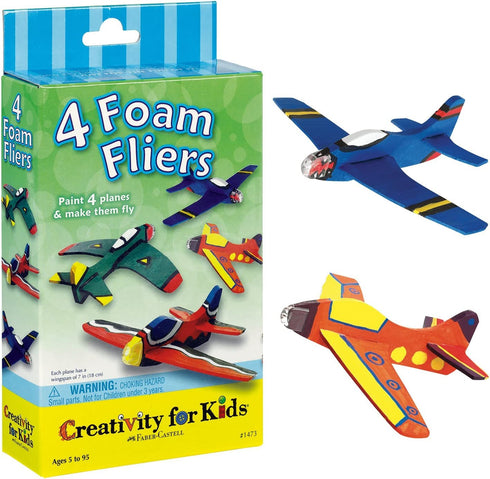 Creativity for Kids Four Foam Fliers Mini Craft Kit - Paint 4 Foam Glider Airplanes, Small Gifts for Kids , Red