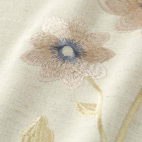 VOGOL Valances for Windows, Pink Floral Embroidered Beige Textured Window Valances for Living Room Pocket Valance Curtains, 52''x18'', One Piece
