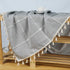 Cotton Linen Tablecloth, Lattice Embroidery Table Cloth, Farmhouse Checkered Fringed Tassel Tablecloths, Wrinkle Free Table Cover for Kitchen Dinning Picnic Party, Grey, Rectangle 54 x 120 inch