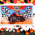 75 Pieces Monster Truck Party Supplies Monster Truck Balloons Decoration Set Including 1 Monster Truck Themed Backdrop 2 Monster Truck Balloons 2 Mosaic Race Foil Balloons and 70 Multicolor Balloons