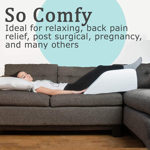 Bed Buddy Leg Pillow Foam Wedge, 7.5 Inch - Leg Elevation Pillow With Memory Foam Top - Leg Pillow For Lower Back Pain and Sciatica Pillow For Sleeping