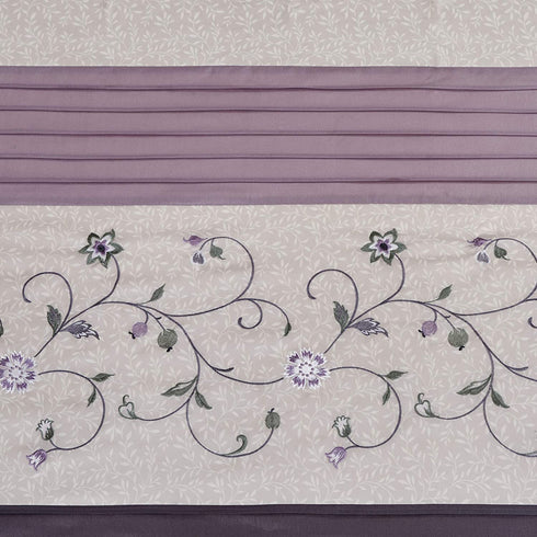 Serene Flora Fabric Shower Curtain , Embroidered Transitional Shower Curtains for Bathroom , 72 X 72 , Purple