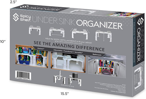 Spicy Shelf Expandable Under Sink Organizer and Storage I Bathroom Under the Sink Organizer Kitchen Under Sink Shelf I Cleaning Supplies Organizer Under Sink Storage I EXPANDABLE HEIGHT DEPTH & WIDTH