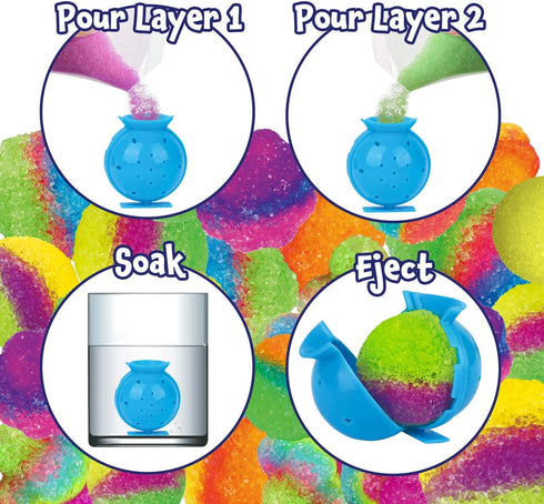 XXTOYS Create Your Own Bouncy Balls Craft Kit for Kids Crystal Power Balls Glow Magic Balls 12 Individual Kits 4 Molds, 6 Colors, Birthday Party Favors Fun DIY Arts and Crafts for Kids STEM Projects