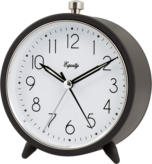 Equity by La Crosse 20091 5 Inch Silent Sweeping Quartz Metal Alarm Clock, Dark Gray