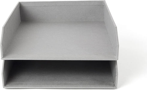 Bigso Hakan Fiberboard Two Tier Stackable Letter/Document Tray, 2.5 x 9 x 12.2 in, Grey