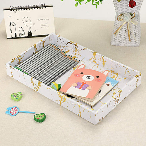 Hipiwe Desktop Organizer Tray - Faux Leather Vanity Tray Jewelry Trinket Tray Perfume Tray Cosmetics Storage Tray Home Decorative Catchall Tray for Dresser Bathroom