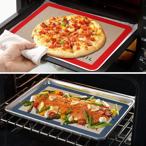 KICKOIL Silicone Baking Mat Set 4 Half Sheet Large Nonstick Silicone Bakeware Mats Reusable Heat Resistant Baking Sheet Silicone Mat BPA Free Kitchen Professional Baking Mat for Cookie,Macaron &Pastry