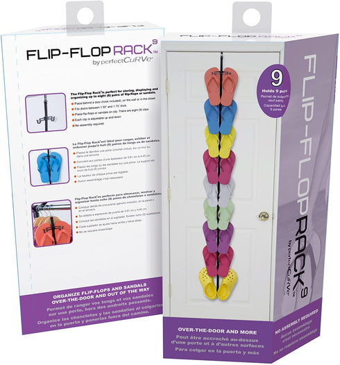 Perfect Curve Flip Flop Rack Organizer, Holds 9 Pairs, Black