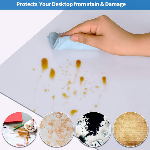 Clear Desk Protector Pad, Upgraded 2mm Thicken 16 x 32 Inch Transparent Non-Slip Textured PVC Soft Desk Writing Mat - Round Edges Desk Protector for Home, Office