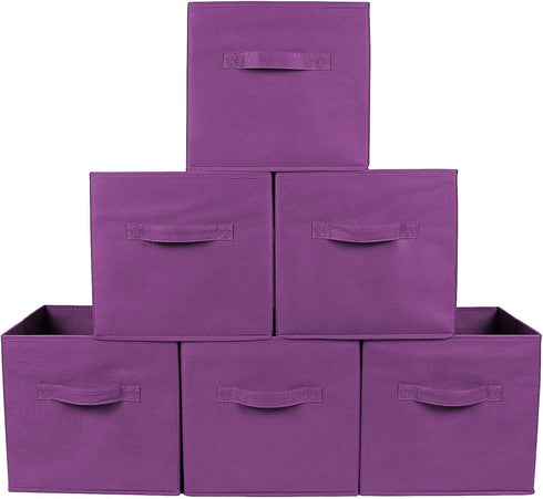 Greenco Foldable Storage Cubes Non-woven Fabric -6 Pack-(Purple)