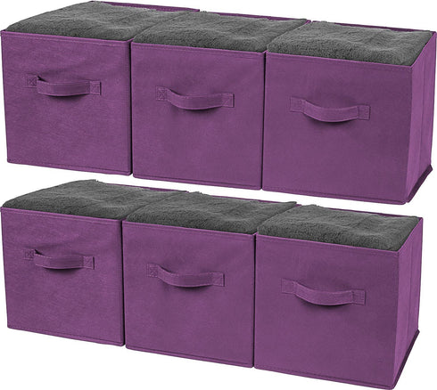 Greenco Foldable Storage Cubes Non-woven Fabric -6 Pack-(Purple)