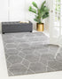 Unique Loom Trellis Frieze Collection Area Rug-Modern Morroccan Inspired Geometric Lattice Design, 2 x 3 ft, Light Gray/Ivory