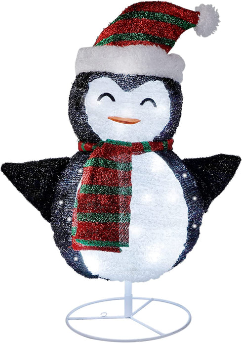 YOFIT 2.5 Ft Lighted Pop up Christmas Penguin Decorations, 45 LED Light up Collapsible Christmas Penguin for Home Indoor Outdoor Holiday Xmas Party Decor