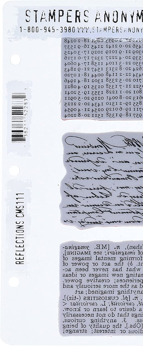 Stampers Anonymous Tim Holtz Cling Rubber Stamp Set, Reflections