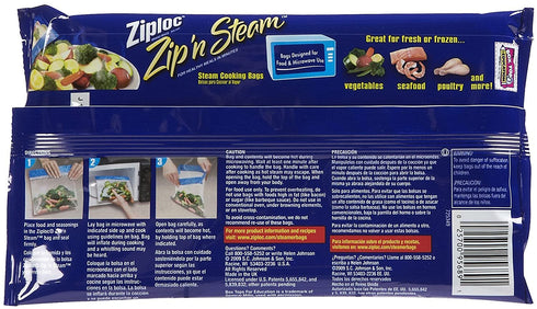 Ziploc Zip'N Steam Cooking Bags, 10 ct-2 pack