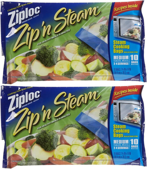 Ziploc Zip'N Steam Cooking Bags, 10 ct-2 pack