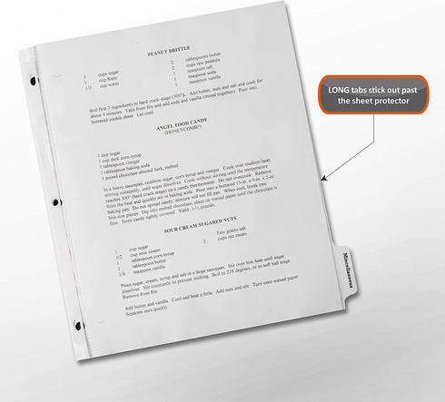 Ahh Hah! Family Recipe Organizer Kits: LONG Index Tabs for Three-ring Binder with Cover