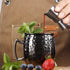 Moscow Mule Mugs Set of 2 - Black Plated Hammered Mugs 18 oz/ 550ml With Brass Handle and Stainless, Unlined Cups For Moscow Mule Cocktails and other Chilled Drinks (Black) SC020