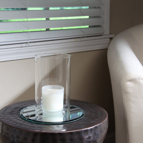 Hosley Set of 2- 7 Inch High Clear Glass Hurricane Candle Holder or Sleeve. Wonderful Accent Piece for Coffee or Side Tables. Ideal Gift for Weddings Home and Events. O9