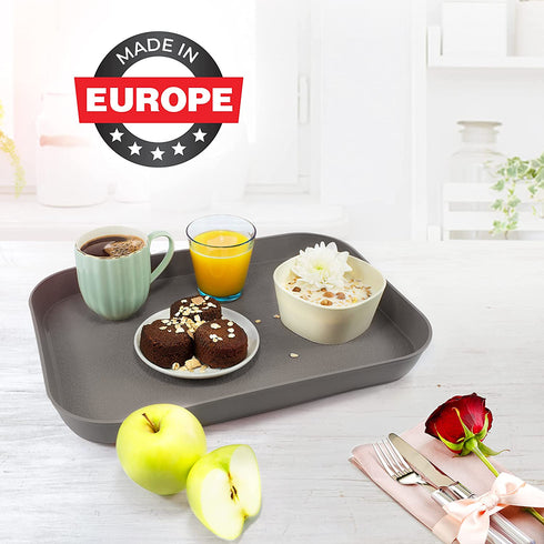 Mueller Reversible Serving Tray, European Made Platter, 2in1, Rectangular Non-Slip Tray, Shatter-Proof, Non-Toxic, for Coffee Table, Kitchen, Outdoors, Dishwasher Safe, Gray