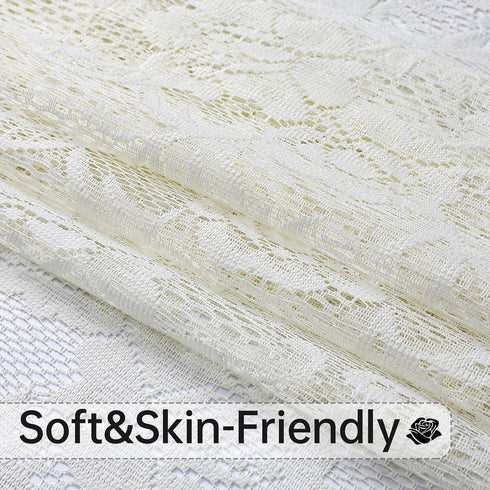 Floral Beige Semi Sheer Curtains 2 Panels,Vintage Lace Embroidered Window Treatments Girls Room Drapes and Curtains for Kitchen Bedroom Nursery Living Room Small Window, 60 x 63 Inch Length