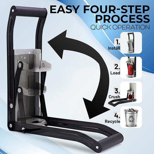 Ram-Pro 12 oz Aluminum Can Crusher & Bottle Opener | Heavy Duty Metal Wall Mounted Soda Beer Smasher Eco-Friendly Recycling Tool