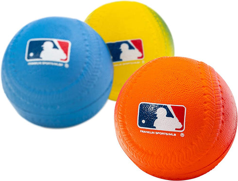 Franklin Sports Foam Baseballs - Soft Foam Practice Baseballs for Kids - Perfect for Hitting and Indoor or Outdoor Play - 3 Pack - Official MLB Licensed Product