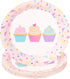 144 Pieces Cupcake Party Supplies, Paper Plates, Napkins, Cups and Cutlery (Serves 24)