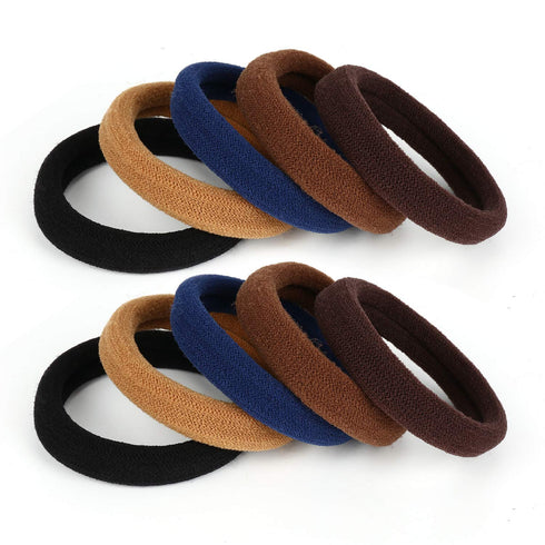 100PCS Large Cotton Seamless Hair Ties Bands – Ponytail Holders - Thick Hair Elastics for Thick Heavy and Curly Hair (2 Inch in Diameter? 5 Colors) by BAOLI