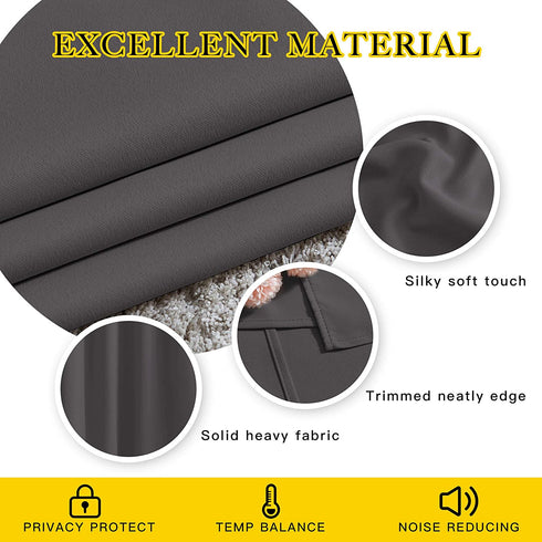 NICETOWN Blackout Curtains Panels for Bedroom - Window Treatment Thermal Insulated Solid Grommet Blackout Drapes for Living Room (Set of 2 Panels, 52 by 45 Inch, Grey)
