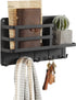 SONGMICS Key Holder for Wall, Wall Mounted Mail Organizer, Metal Floating Shelf with 5 Hooks, Wall Key Hook for Entryway, Key Hanger for Wall, Living Room, Hallway, Mudroom, Kitchen, Black UHCH315B01