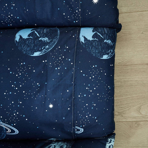 Mengersi Galaxy Kids Floor Pillow Case Bed Cover, Boys Toddler Floor Pillow Cover, Requires 5 Pillows (Pillows Not Included) (King(Cover Only), Navy)