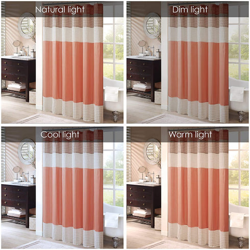 Amherst Fabric Coral Shower Curtain ,Pieced Transitional Simple Shower Curtains for Bathroom , 72 X 72 , Salmon