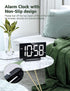 Digital Alarm Clocks for Bedrooms, Ultra-Clear Curved Screen Bedside Clock with 6 Brightness Levels,Snooze,12H/24H Format, Adjustable Volume,3 Alarm Sounds for Nightstand Office Living Room,White