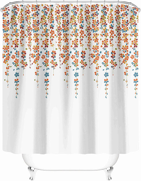 Taysta Fabric Waterproof Shower Curtain Curtains with Hooks Weeping Flower Floral Vine 72"X72" Decor Creative Home Decorative Bathroom