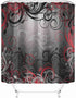 Taysta Fabric Waterproof Shower Curtain Curtains with Hooks Red Black Leaf Swirl Floral Modern Forest 72"X72" Decor Creative Home Decorative Bathroom