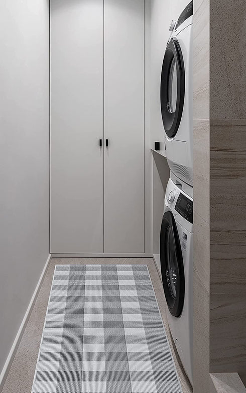 Grey Runner Rug for Hallway: 2x8 Runner Rug Gray Outdoor Runner Rug Non Slip Kitchen Rug Runner Laundry Room Runner Rug Entryway Runner Rug Farmhouse Runner Rug Washable Runner Rug Grey Rug Runner