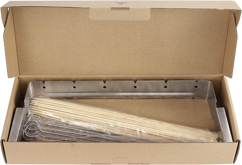 Unicook Upgraded Stainless Steel Barbecue Skewer Shish Kabob Set, 6pcs 13.5"L Skewer Sticks with Foldable Large Grill Rack, Keeps Kabobs from Sticking to the Grill Grate, 50pcs Bamboo Skewers as Bonus