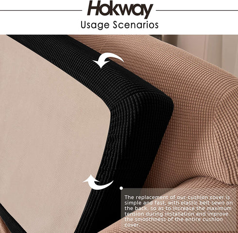 Hokway Stretch Couch Cushion Slipcovers Reversible Cushion Protector Slipcovers Sofa Cushion Protector Covers(Black, Large)