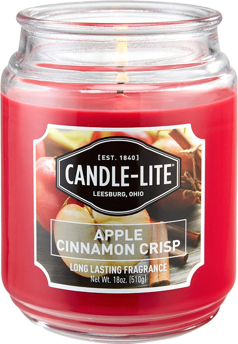 Candle-Lite Apple Cinnamon Crisp Jar Candle, 18 oz, Red