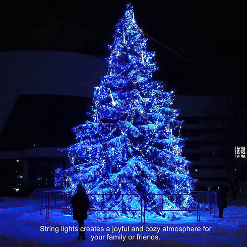 500 LED Christmas Fairy String Lights by Fiee, 8 Lighting Modes, 175ft Plug in String Waterproof Mini Lights for Outdoor Indoor Holiday Christmas Wedding Party Bedroom Decorations, 500L Blue
