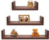 Greenco Set of 3 Floating œU? Shelves, Easy-to-Assemble Floating Wall Mount Shelves for Bedrooms and Living Rooms, Walnut Finish